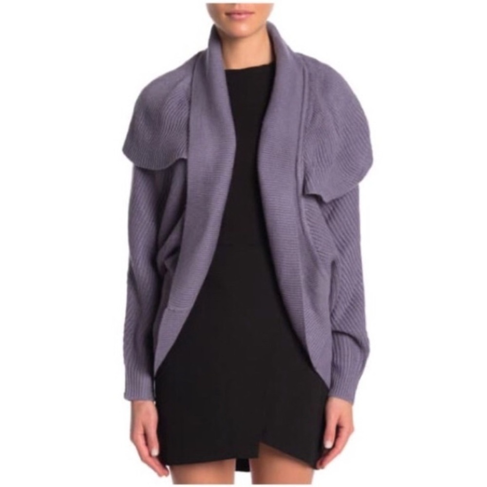 VERTIGO Paris Rib Knit Cocoon Sweater Purple XL